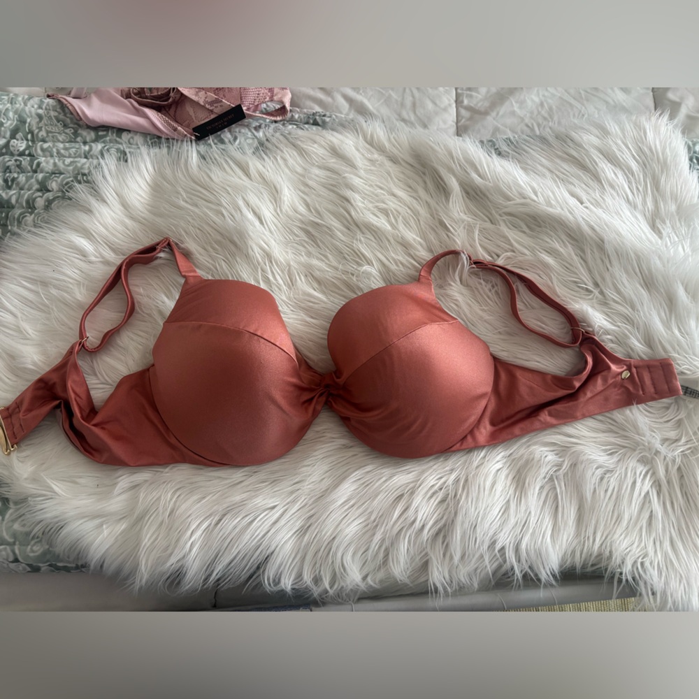Victoria Secret Twist Removable Push-Up Bikini Top Canyon Rose Color Size 40DD